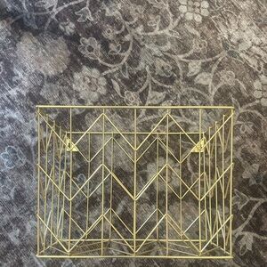 Gold Wire Geometric Basket - Office paper storage